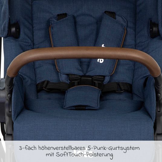 joie 2in1 Kombi-Kinderwagen-Set Versatrax bis 22 kg belastbar - umsetzbare Sitzeinheit, Babywanne Ramble XL, Adapter & Zubehör Paket - Deep Sea