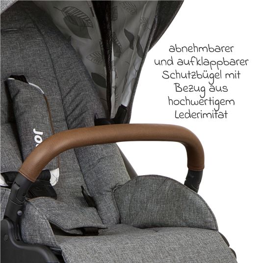 joie 2in1 Kombi-Kinderwagen-Set Versatrax bis 22 kg belastbar - umsetzbare Sitzeinheit, Babywanne Ramble XL, Adapter & Zubehör Paket - Grey Flower