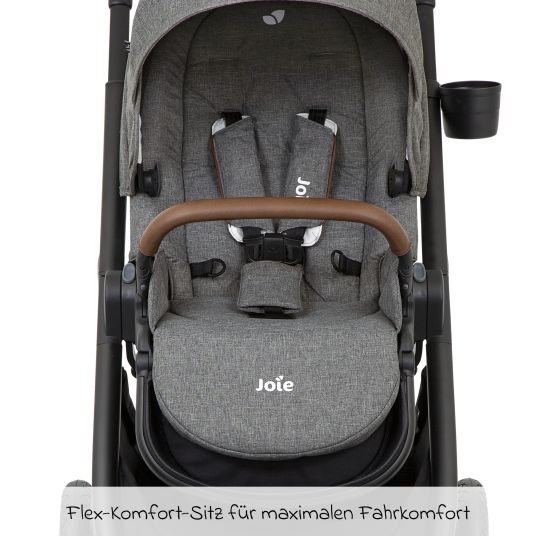 joie 2in1 Kombi-Kinderwagen-Set Versatrax bis 22 kg belastbar - umsetzbare Sitzeinheit, Babywanne Ramble XL, Adapter & Zubehör Paket - Grey Flower