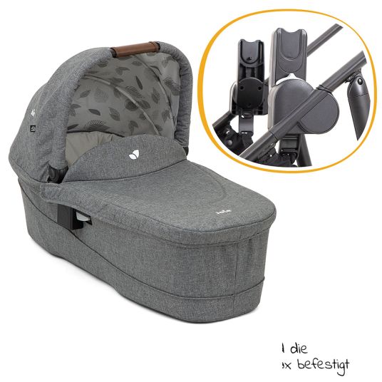 joie 2in1 Kombi-Kinderwagen-Set Versatrax bis 22 kg belastbar - umsetzbare Sitzeinheit, Babywanne Ramble XL, Adapter & Zubehör Paket - Grey Flower