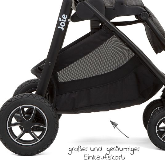 joie 2in1 Kombi-Kinderwagen-Set Versatrax bis 22 kg belastbar - umsetzbare Sitzeinheit, Babywanne Ramble XL, Adapter & Zubehör Paket - Grey Flower