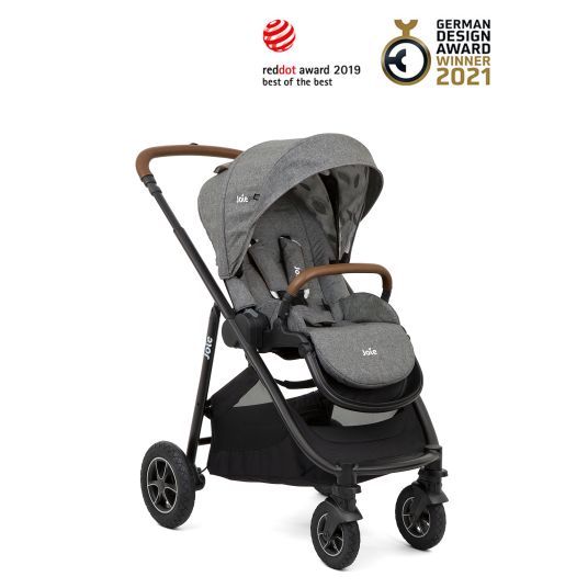 joie 2in1 Kombi-Kinderwagen-Set Versatrax bis 22 kg belastbar - umsetzbare Sitzeinheit, Babywanne Ramble XL, Adapter & Zubehör Paket - Grey Flower