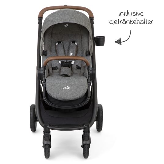 joie 2in1 Kombi-Kinderwagen-Set Versatrax bis 22 kg belastbar - umsetzbare Sitzeinheit, Babywanne Ramble XL, Adapter & Zubehör Paket - Grey Flower
