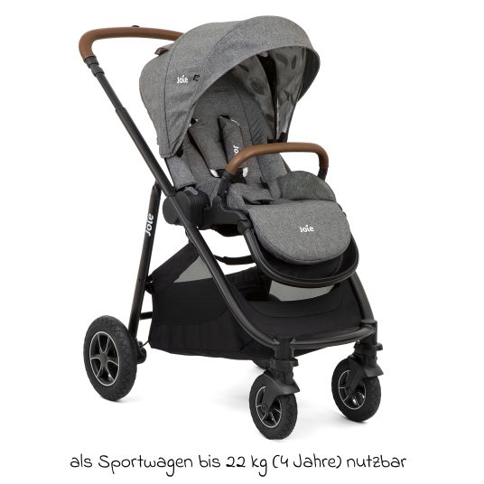 joie 2in1 Kombi-Kinderwagen-Set Versatrax bis 22 kg belastbar - umsetzbare Sitzeinheit, Babywanne Ramble XL, Adapter & Zubehör Paket - Grey Flower