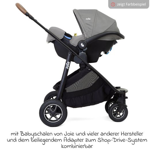 joie 2in1 Kombi-Kinderwagen-Set Versatrax bis 22 kg belastbar - umsetzbare Sitzeinheit, Babywanne Ramble XL, Adapter & Zubehör Paket - Grey Flower