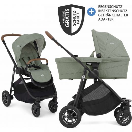 joie 2in1 Kombi-Kinderwagen-Set Versatrax bis 22 kg belastbar - umsetzbare Sitzeinheit, Babywanne Ramble XL, Adapter & Zubehör Paket - Laurel