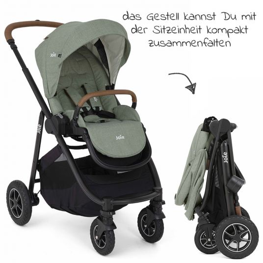 joie 2in1 Kombi-Kinderwagen-Set Versatrax bis 22 kg belastbar - umsetzbare Sitzeinheit, Babywanne Ramble XL, Adapter & Zubehör Paket - Laurel
