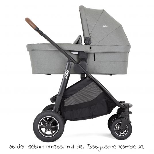 joie 2in1 Kombi-Kinderwagen-Set Versatrax bis 22 kg belastbar - umsetzbare Sitzeinheit, Babywanne Ramble XL, Adapter & Zubehör Paket - Pebble