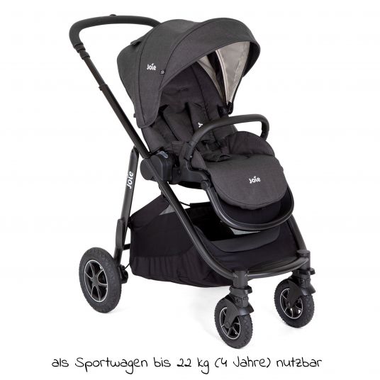 joie 2in1 Kombi-Kinderwagen-Set Versatrax bis 22 kg belastbar - umsetzbare Sitzeinheit, Babywanne Ramble XL, Adapter & Zubehör Paket - Shale