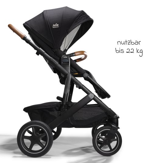 joie 2in1 Vinca baby carriage set for baby carriages up to 22 kg with baby carriage chain & ring grab rail - telescopic push bar, seat unit, Ramble XL carrycot, adapter & accessory pack - Signature - Eclipse
