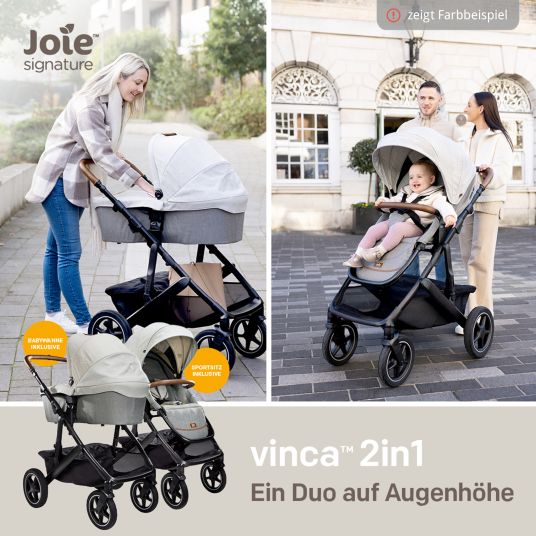 joie 2in1 Vinca baby carriage set for baby carriages up to 22 kg with baby carriage chain & ring grab rail - telescopic push bar, seat unit, Ramble XL carrycot, adapter & accessory pack - Signature - Eclipse