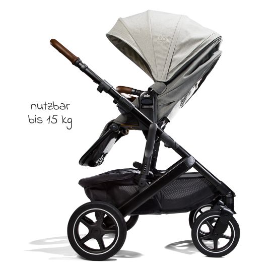 joie 2in1 Vinca baby carriage set for baby carriages up to 22 kg with baby carriage chain & ring grab rail - telescopic push bar, seat unit, Ramble XL carrycot, adapter & accessory pack - Signature - Oyster