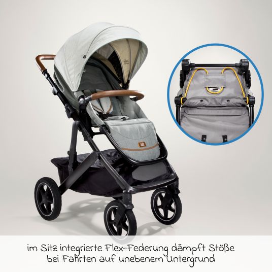 joie 2in1 Kombi-Kinderwagen-Set Vinca bis 22 kg belastbar mit Kinderwagenkette & Ring-Greifling - Teleskopschieber, Sitzeinheit, Babywanne Ramble XL, Adapter & Zubehörpaket - Signature - Oyster