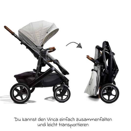 joie 2in1 Vinca baby carriage set for baby carriages up to 22 kg with baby carriage chain & ring grab rail - telescopic push bar, seat unit, Ramble XL carrycot, adapter & accessory pack - Signature - Oyster