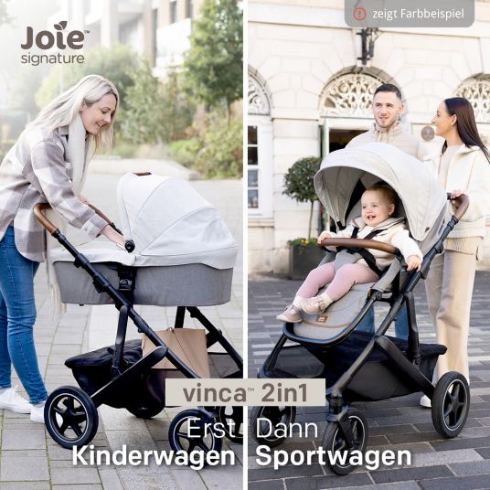 joie 2in1 Kombi-Kinderwagen-Set Vinca bis 22 kg belastbar mit Kinderwagenkette & Ring-Greifling - Teleskopschieber, Sitzeinheit, Babywanne Ramble XL, Adapter & Zubehörpaket - Signature - Pine