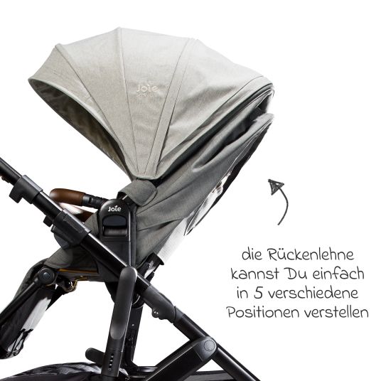 joie 2in1 Kombi-Kinderwagen-Set Vinca bis 22 kg belastbar mit Teleskopschieber umsetzbare Sitzeinheit, Babywanne Ramble XL, Adapter, Regenschutz & Rückenpolster - Signature - Oyster