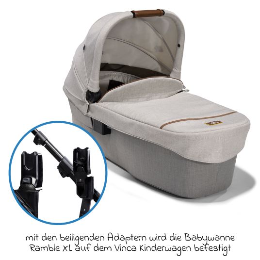 joie 2in1 Kombi-Kinderwagen-Set Vinca bis 22 kg belastbar mit Teleskopschieber umsetzbare Sitzeinheit, Babywanne Ramble XL, Adapter, Regenschutz & Rückenpolster - Signature - Oyster
