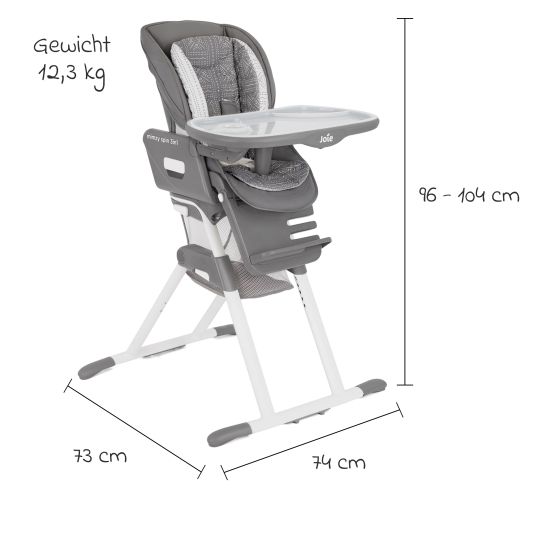 joie 3in1 Hochstuhl Mimzy Spin 3in1 ab Geburt nutzbar mit 360° drehbarem Sitz, flache Liegeposition, Tablett und Snacktablett - Tile