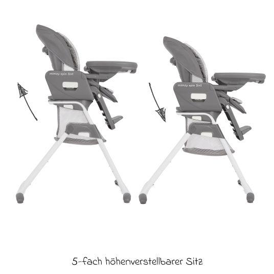 joie Seggiolone Mimzy Spin 3in1 utilizzabile dalla nascita con seduta girevole a 360°, posizione reclinabile in piano, vassoio e vassoio per la merenda - Tile