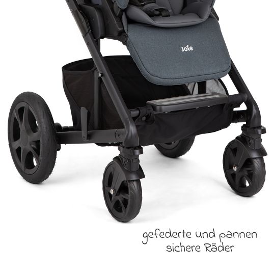 joie 3in1 Kombi-Kinderwagen-Set Chrome DLX bis 22 kg belastbar mit umsetzbarer Sitzeinheit, Teleskopschieber, Babywanne, Babyschale i-Snug 2, Adapter, Kniedecke & Regenschutz - Moonlight