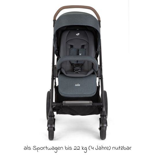 joie 3in1 Chrome DLX baby carriage set, load capacity up to 22 kg, with convertible seat unit, telescopic push bar, carrycot, i-Snug 2 infant car seat, adapter, knee cover & raincover - Moonlight