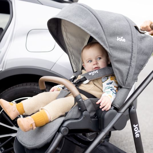 joie 3in1 Kombi-Kinderwagen-Set Versatrax bis 22 kg belastbar - umsetzbare Sitzeinheit, Babywanne Ramble XL, Babyschale i-Snug 2 & Adapter - Cycle Collection - Shell Gray