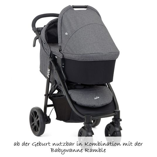 joie 4 in 1 Kinderwagen-Set Litetrax 4 & Babywanne & Babyschale & Isofix i-Base & Regenschutz & Adapter - Chromium
