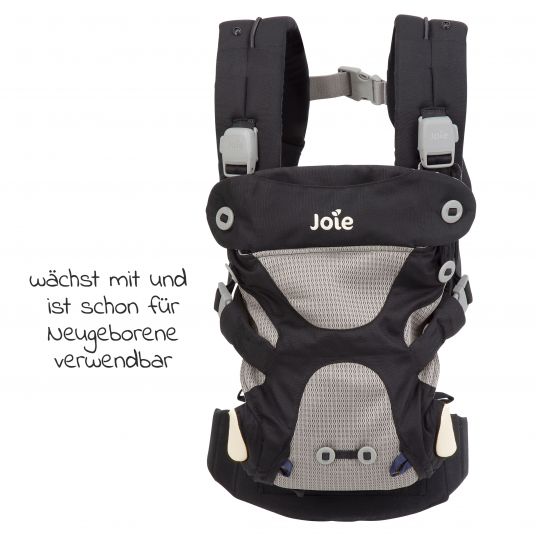 joie 4in1 baby carrier Savvy for newborns from 3.5 kg to 16 kg usable with 4 carrying positions incl. accessories - Black Pepper