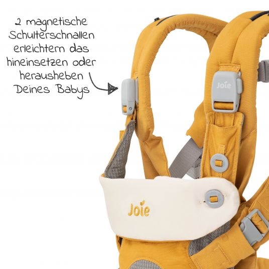 joie Marsupio 4in1 Savvy per neonati da 3,5 kg a 16 kg utilizzabile con 4 posizioni di trasporto inclusi gli accessori - Butterscotch