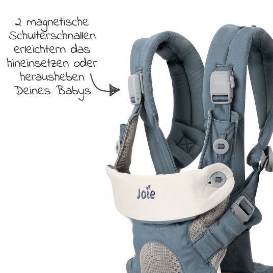 joie Marsupio 4in1 Savvy per neonati da 3,5 kg a 16 kg utilizzabile con 4 posizioni di trasporto, accessori inclusi - Marina