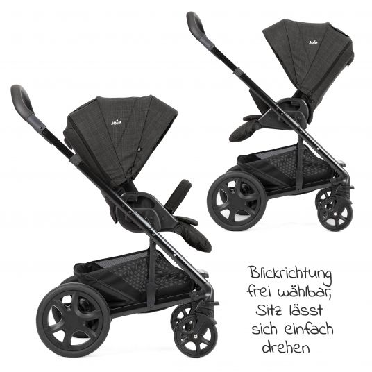 joie 4in1 Kombi-Kinderwagen-Set Chrome DLX mit Adapter, Babyschale, Babywanne, Isofix-Basis & XXL-Zubehörpaket - Pavement