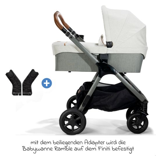 joie 4in1 combi stroller set Finiti up to 22 kg load capacity with reclining position, stroller chain, grasping toy, music box, cuddle cloth - telescopic push bar, sports seat, Ramble XL carrycot, adapter & accessory pack - Signature - Oyster