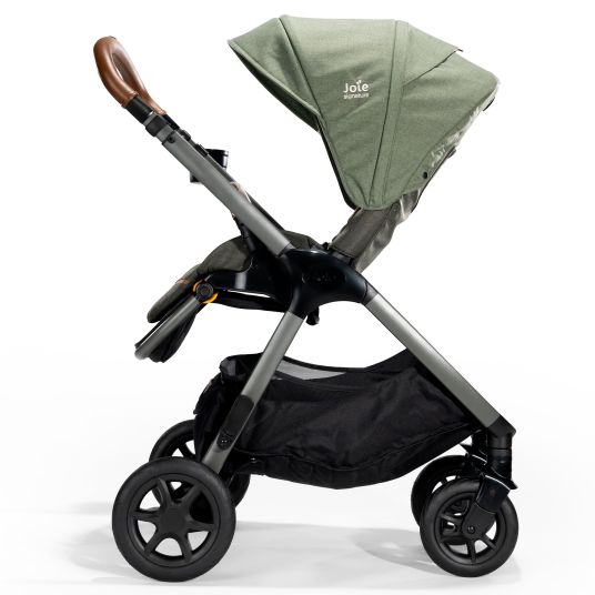 joie 4in1 Kombi-Kinderwagen-Set Finiti bis 22 kg belastbar mit Liegeposition, Kinderwagenkette, Greifling, Spieluhr, Schmusetuch - Teleskopschieber, Sportsitz, Babywanne Ramble XL, Adapter & Zubehörpaket - Signature - Pine