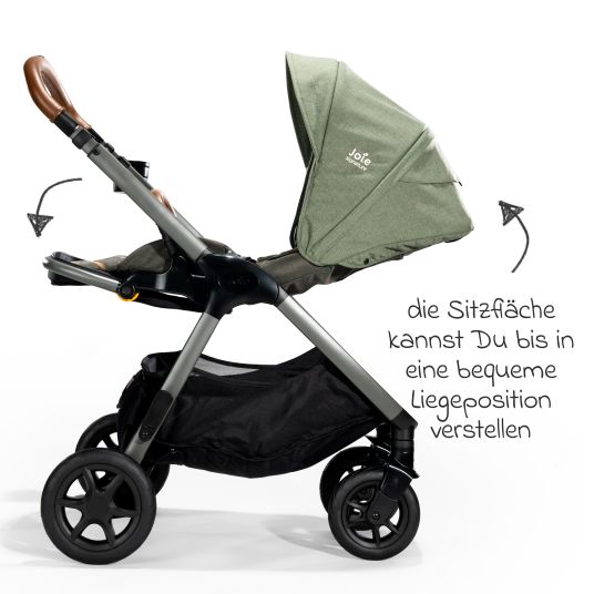 joie 4in1 Kombi-Kinderwagen-Set Finiti bis 22 kg belastbar mit Liegeposition, Kinderwagenkette, Greifling, Spieluhr - Teleskopschieber, Sportsitz, Babywanne Ramble XL, Babyschale, Adapter & Zubehörpaket - Signature - Pine