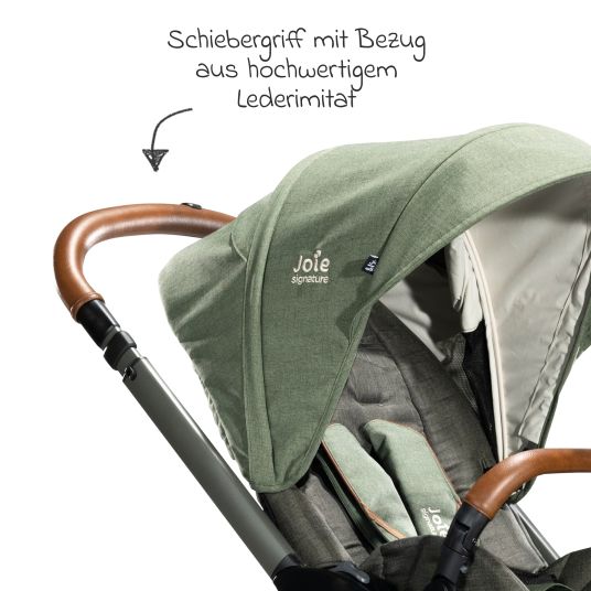 joie 4in1 Kombi-Kinderwagen-Set Finiti bis 22 kg belastbar mit Liegeposition, Kinderwagenkette, Greifling, Spieluhr, Schmusetuch - Teleskopschieber, Sportsitz, Babywanne Ramble XL, Adapter & Zubehörpaket - Signature - Pine