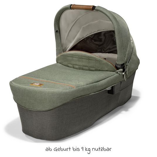 joie 4in1 Kombi-Kinderwagen-Set Finiti bis 22 kg belastbar mit Liegeposition, Kinderwagenkette, Greifling, Spieluhr - Teleskopschieber, Sportsitz, Babywanne Ramble XL, Babyschale, Adapter & Zubehörpaket - Signature - Pine