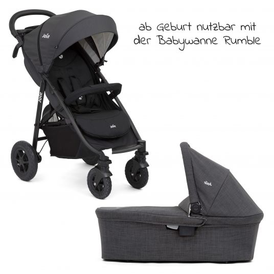 joie 4in1 Kombi-Kinderwagen-Set Litetrax 4 Air mit Adapter, Babyschale, Babywanne, Isofix-Basis & XXL-Zubehörpaket - Black