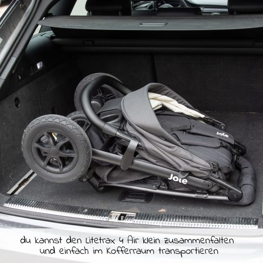 joie 4in1 Kombi-Kinderwagen-Set Litetrax 4 Air mit Adapter, Babyschale, Babywanne, Isofix-Basis & XXL-Zubehörpaket - Black