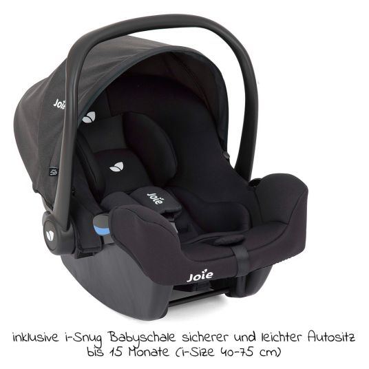 joie 4in1 Combi Stroller Set Litetrax 4 with Adapter, Carrycot, Carrycot, Isofix Base & XXL Accessory Pack - Coal