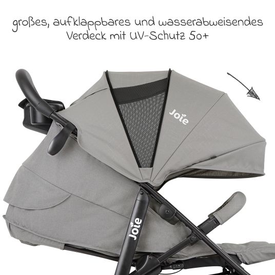 joie Set passeggino Litetrax 4in1 con capacità di carico fino a 22 kg con pneumatici, navicella Ramble, seggiolino auto Pebble Pro, base Isofix, trapezio attività, peluche, gioco da afferrare, adattatore e pacchetto accessori - Pebble