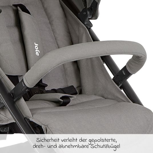 joie Set passeggino Litetrax 4in1 con capacità di carico fino a 22 kg con pneumatici, navicella Ramble, seggiolino auto Pebble Pro, base Isofix, trapezio attività, peluche, gioco da afferrare, adattatore e pacchetto accessori - Pebble