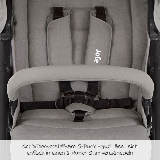 joie Set passeggino Litetrax 4in1 con capacità di carico fino a 22 kg con pneumatici, navicella Ramble, seggiolino auto Pebble Pro, base Isofix, trapezio attività, peluche, gioco da afferrare, adattatore e pacchetto accessori - Pebble