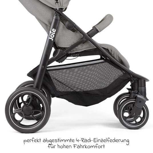 joie Set passeggino Litetrax 4in1 con capacità di carico fino a 22 kg con pneumatici, navicella Ramble, seggiolino auto Pebble Pro, base Isofix, trapezio attività, peluche, gioco da afferrare, adattatore e pacchetto accessori - Pebble