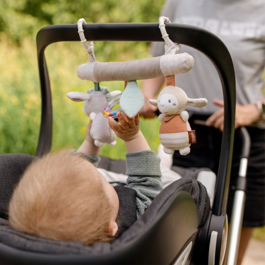 joie Set passeggino Litetrax 4in1 con capacità di carico fino a 22 kg con pneumatici, navicella Ramble, seggiolino auto Pebble Pro, base Isofix, trapezio attività, peluche, gioco da afferrare, adattatore e pacchetto accessori - Pebble