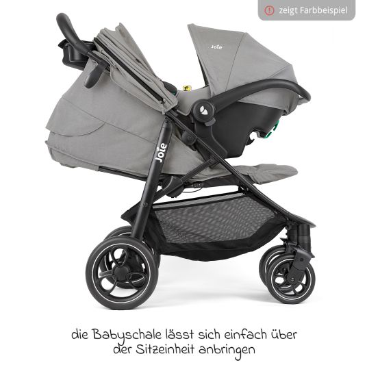 joie Set passeggino Litetrax 4in1 con capacità di carico fino a 22 kg con pneumatici, navicella Ramble, seggiolino auto Pebble Pro, base Isofix, trapezio attività, peluche, gioco da afferrare, adattatore e pacchetto accessori - Pebble