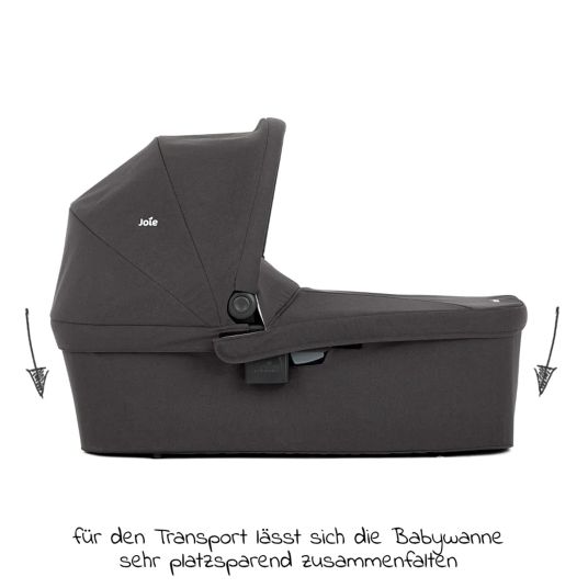 joie 4in1 Kombi-Kinderwagen-Set Litetrax bis 22 kg belastbar mit Luftreifen, Babywanne Ramble, Babyschale Pebble Pro, Isofix-Basis, Activity-Trapez, Schmusetuch, Greifling, Adapter & Zubehörpaket - Shale