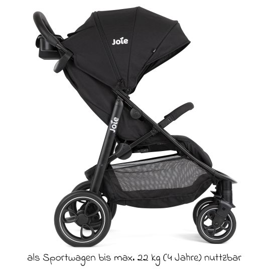 joie 4in1 Kombi-Kinderwagen-Set Litetrax bis 22 kg belastbar mit Luftreifen, Babywanne Ramble, Babyschale Pebble Pro, Isofix-Basis, Activity-Trapez, Schmusetuch, Greifling, Adapter & Zubehörpaket - Shale