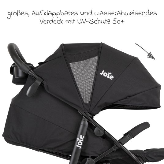 joie 4in1 Kombi-Kinderwagen-Set Litetrax bis 22 kg belastbar mit Luftreifen, Babywanne Ramble, Babyschale Pebble Pro, Isofix-Basis, Activity-Trapez, Schmusetuch, Greifling, Adapter & Zubehörpaket - Shale