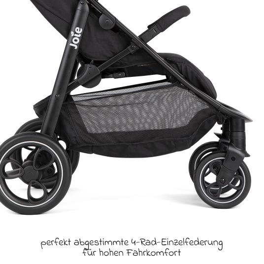 joie Set passeggino Litetrax 4in1 con capacità di carico fino a 22 kg con pneumatici, navicella Ramble, seggiolino auto Pebble Pro, base Isofix, trapezio attività, peluche, gioco da afferrare, adattatore e pacchetto accessori - Shale