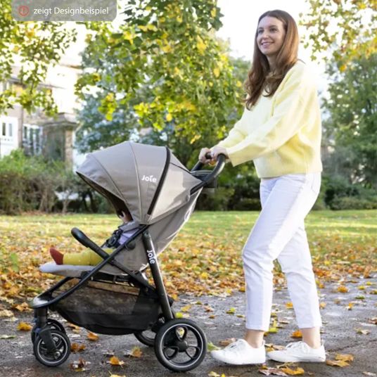 joie 4in1 Kombi-Kinderwagen-Set Litetrax bis 22 kg belastbar mit Luftreifen, Babywanne Ramble, Babyschale Pebble Pro, Isofix-Basis, Activity-Trapez, Schmusetuch, Greifling, Adapter & Zubehörpaket - Shale